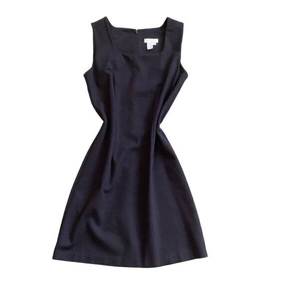 Isabella Bird Sz M Sleeveless Square Neck Fitted Black Dress LBD Minimalist 24P - Picture 1 of 8